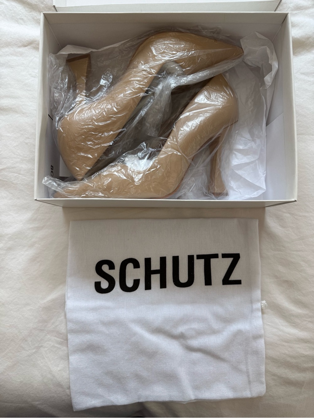 SCHUTZ Beige Pointed Toe Sculpted Heel Pumps - Picture 4 of 5
